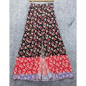 Express Floral Patchwork Maxi Skirt Size S Button High Slit Cottage Boho Fairy